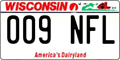 WI license plate 009NFL