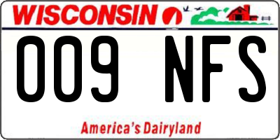 WI license plate 009NFS