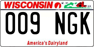 WI license plate 009NGK
