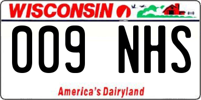 WI license plate 009NHS