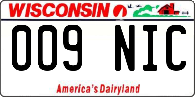 WI license plate 009NIC