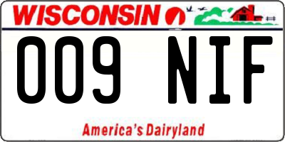 WI license plate 009NIF