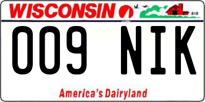 WI license plate 009NIK