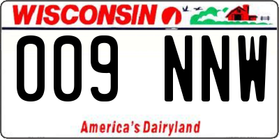 WI license plate 009NNW