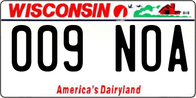 WI license plate 009NOA