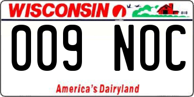 WI license plate 009NOC