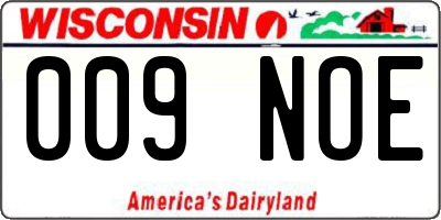 WI license plate 009NOE
