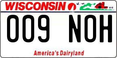 WI license plate 009NOH