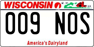WI license plate 009NOS