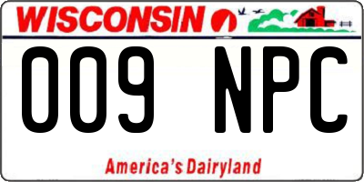 WI license plate 009NPC