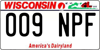 WI license plate 009NPF