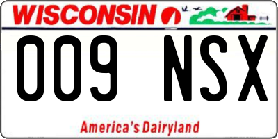 WI license plate 009NSX