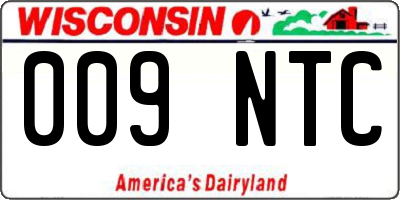 WI license plate 009NTC