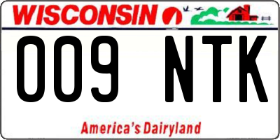 WI license plate 009NTK