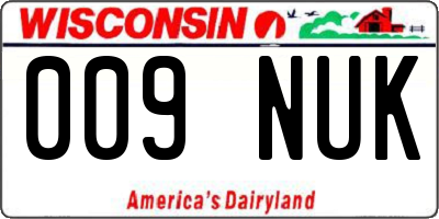WI license plate 009NUK