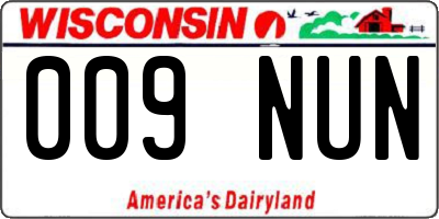 WI license plate 009NUN