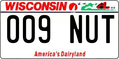 WI license plate 009NUT