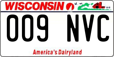 WI license plate 009NVC