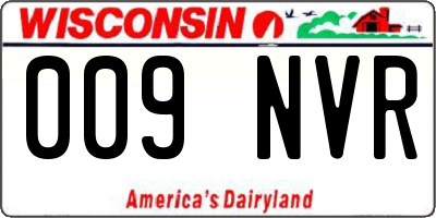 WI license plate 009NVR