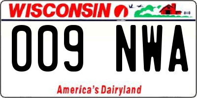 WI license plate 009NWA
