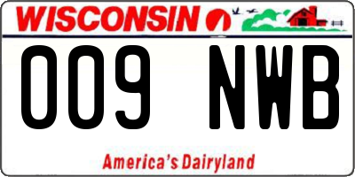 WI license plate 009NWB