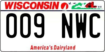WI license plate 009NWC