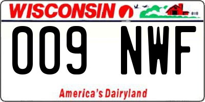 WI license plate 009NWF