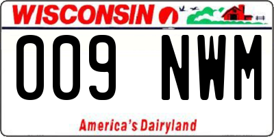 WI license plate 009NWM