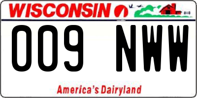 WI license plate 009NWW