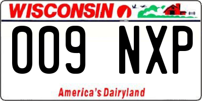 WI license plate 009NXP