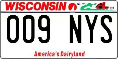 WI license plate 009NYS