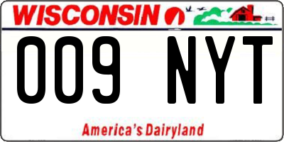 WI license plate 009NYT