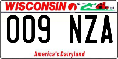 WI license plate 009NZA