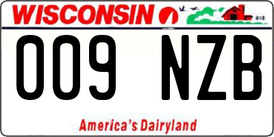 WI license plate 009NZB