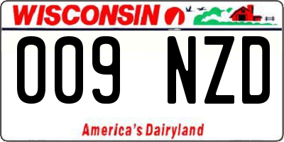 WI license plate 009NZD
