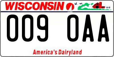 WI license plate 009OAA