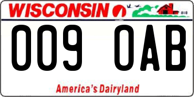 WI license plate 009OAB