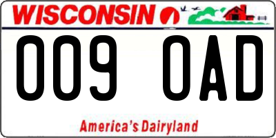 WI license plate 009OAD