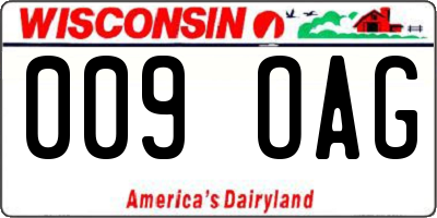 WI license plate 009OAG