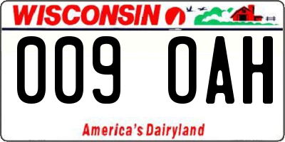 WI license plate 009OAH