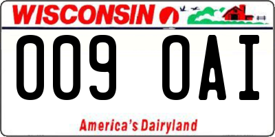 WI license plate 009OAI
