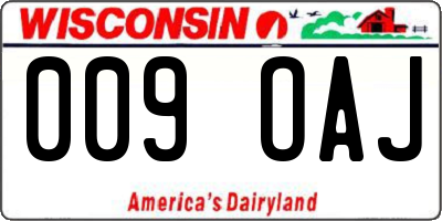 WI license plate 009OAJ