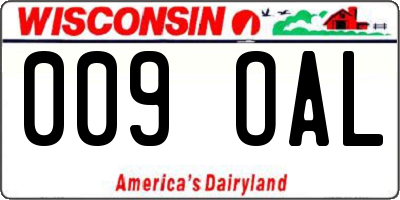 WI license plate 009OAL