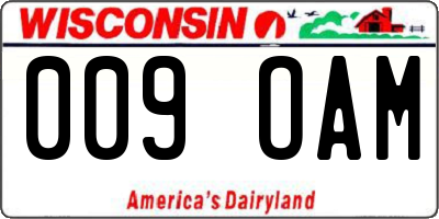 WI license plate 009OAM