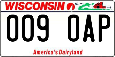 WI license plate 009OAP