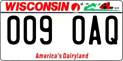 WI license plate 009OAQ