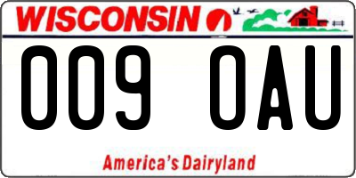 WI license plate 009OAU