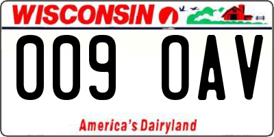WI license plate 009OAV