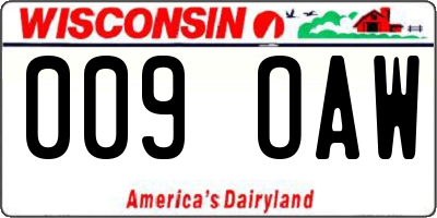 WI license plate 009OAW