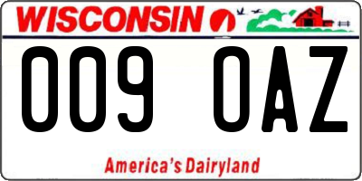 WI license plate 009OAZ